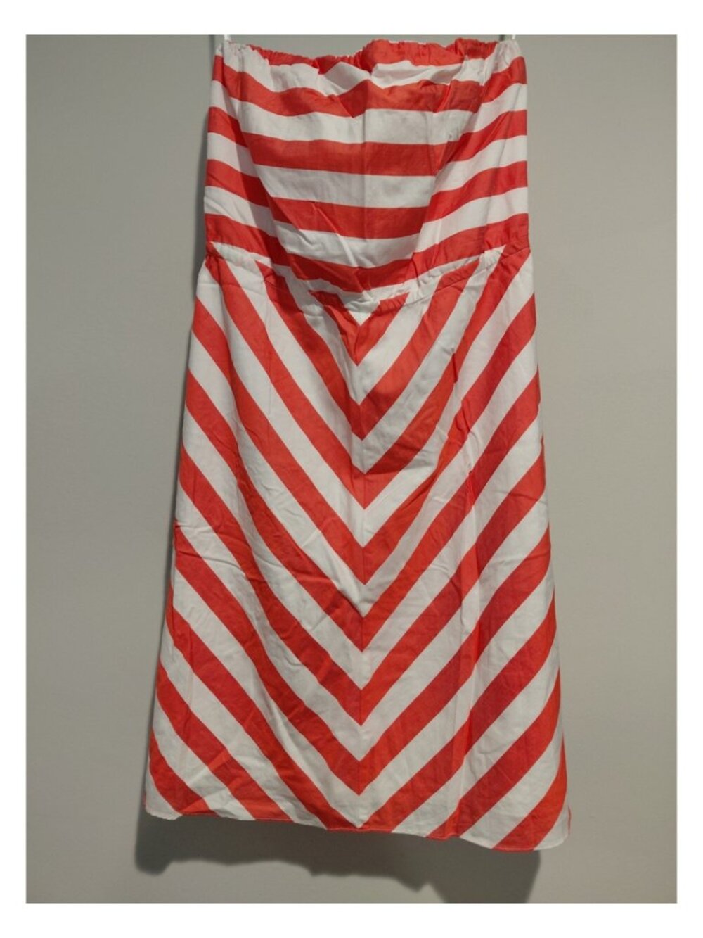 The Limited Women’s L Strapless Dress Orange White Striped Chevron NWOT